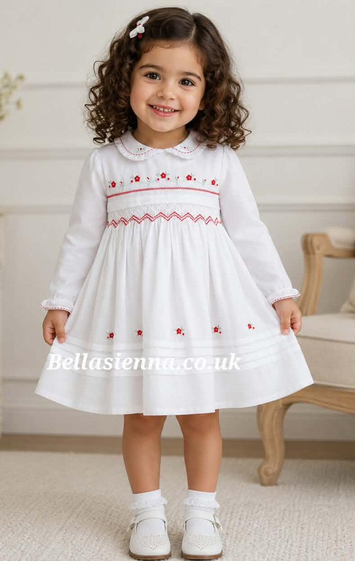 Sarah Louise White/Red Smocked Dress 011304