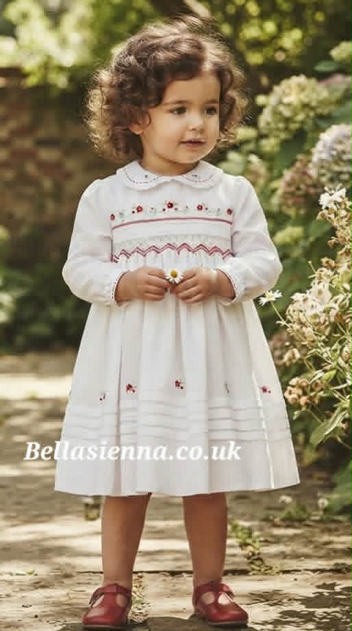 Sarah Louise White/Red Smocked Dress 011304
