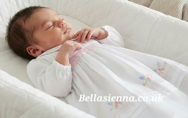 Sarah Louise White & Pink Hand Smocked Dress - 013700