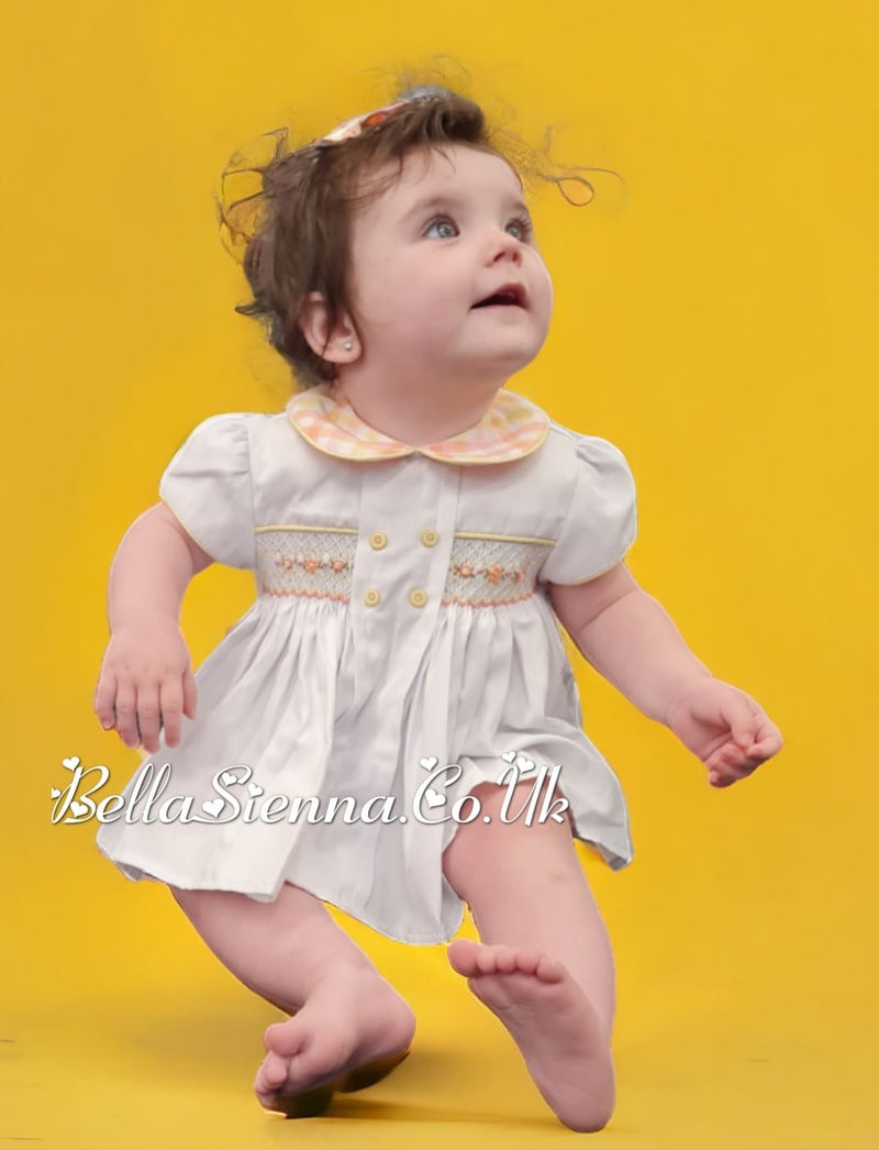 Pretty Originals Multicoloured Check Hand Smocked Outfit & Matching Hair Clip - MT02401
