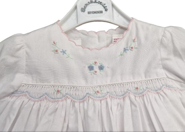 Sarah Louise White, Pink & Blue Hand Smocked Dress - 0129986