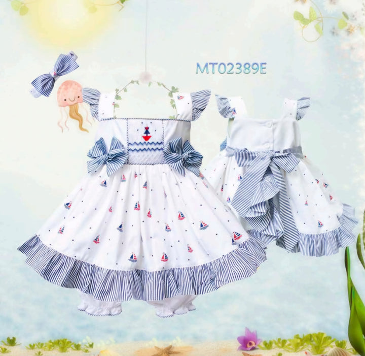 Pretty Originals Hand Smocked Dress, Bloomers & Headband Set - MT02389