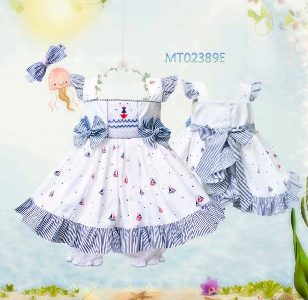 Pretty Originals Hand Smocked Dress, Bloomers & Headband Set - MT02389