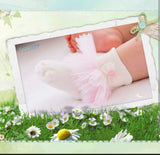 Pretty Originals White Ankle Socks With Bows & Pink Tulle - SX00907
