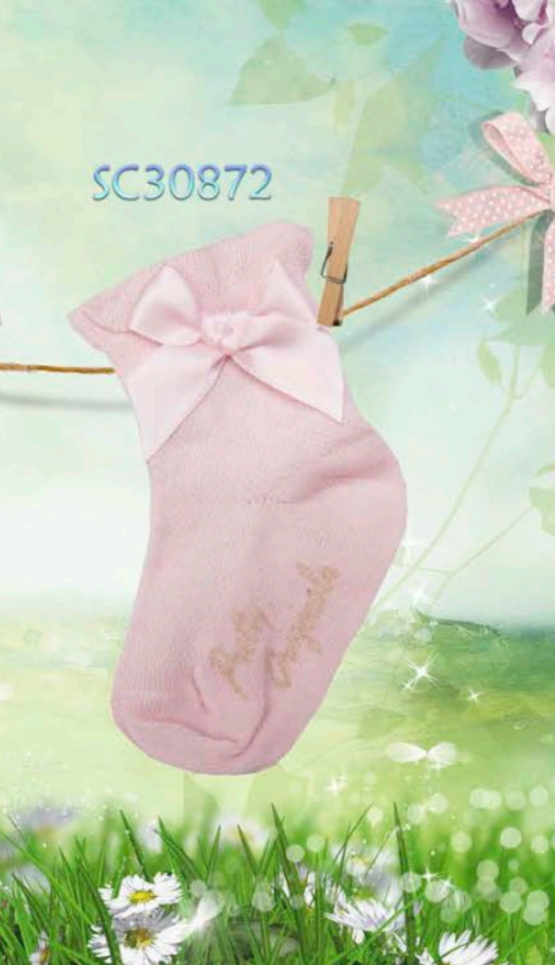 Pretty Originals Pink Ankle Socks With Pink Bows - SC30872