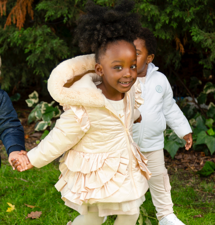 Mintini Girls Gold Coat With Diamante detail & Bow Back - MB5934