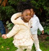 Mintini Girls Gold Coat With Diamante detail & Bow Back - MB5934