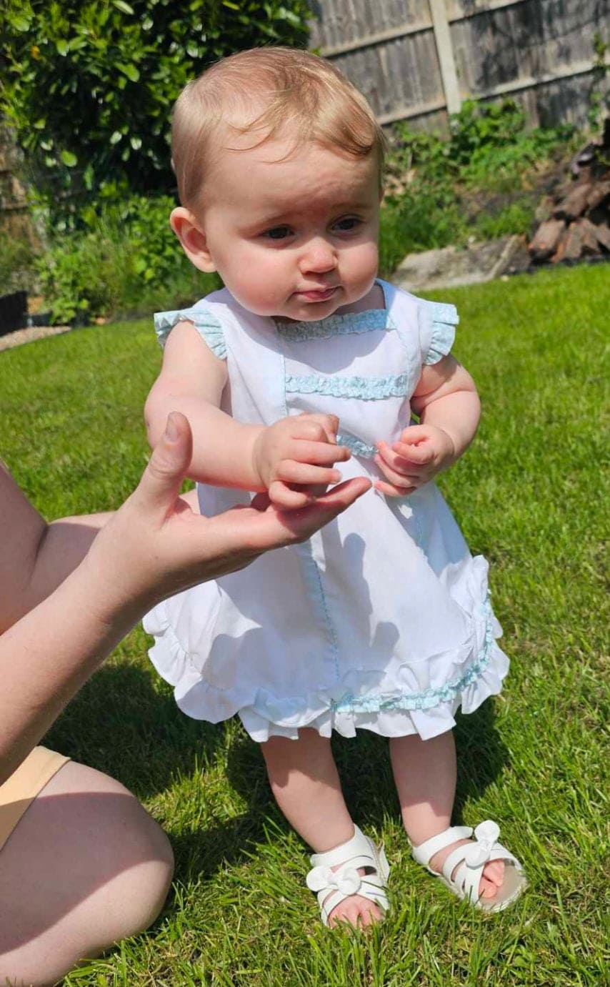 Sarah Louise White and Mint Green Dress Set