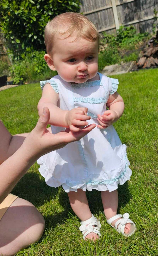 Sarah Louise White and Mint Green Dress Set