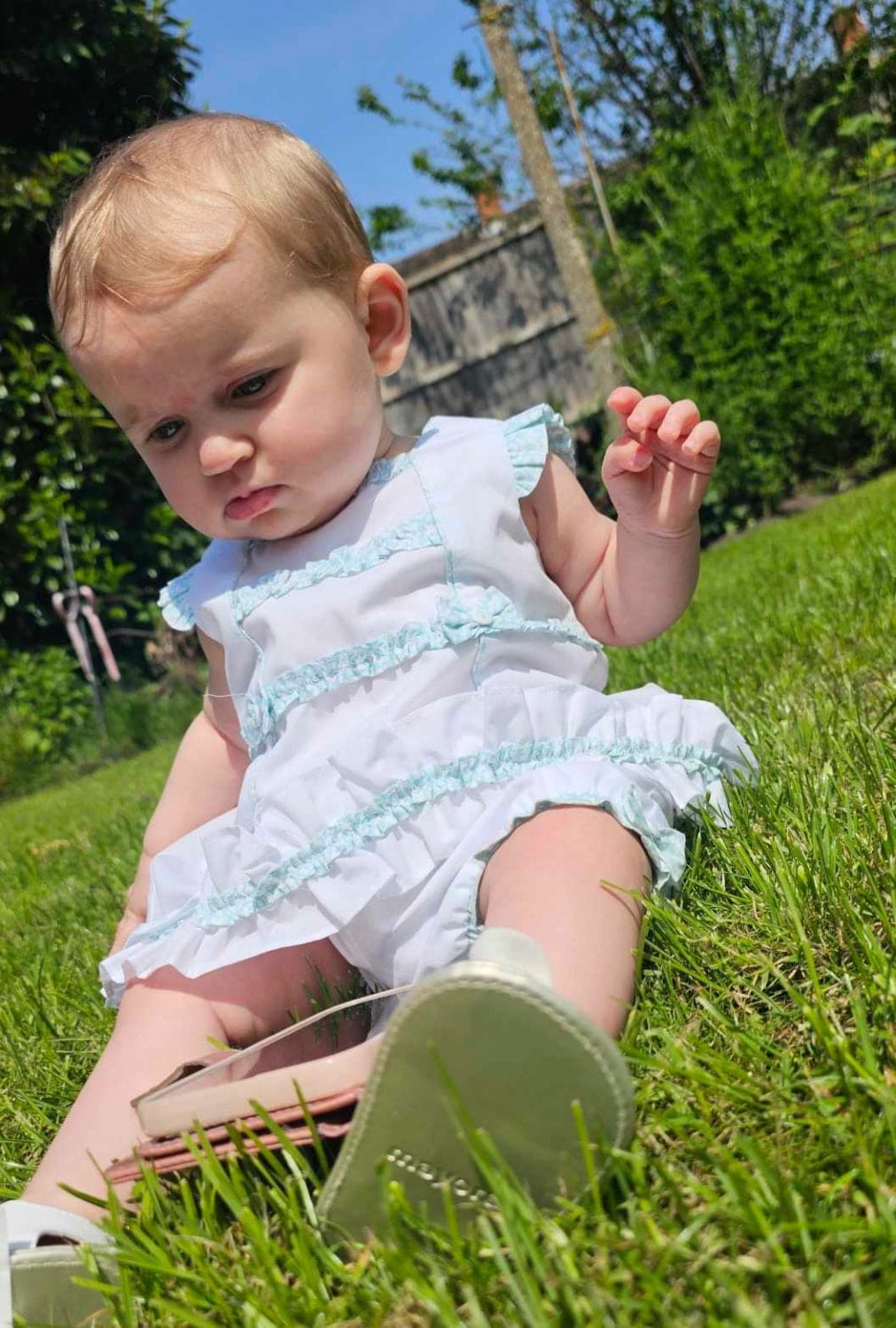 Sarah Louise White and Mint Green Dress Set