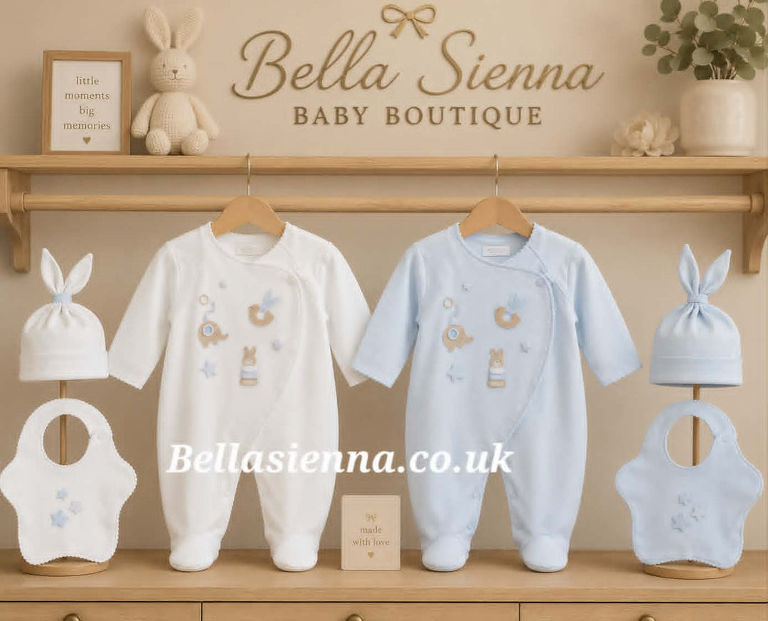 Sofija Baby Boys White & Blue Four Piece Hospital Set - Coming Home - Toys Design