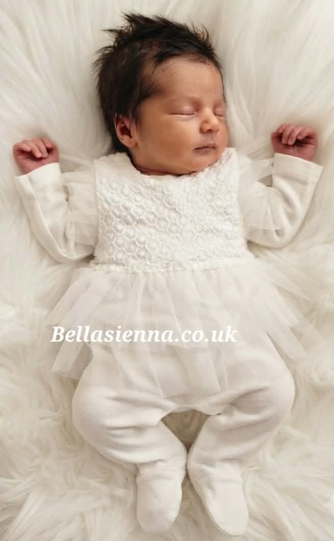 Sofija Ivory Cotton Tulle Babygrow - Sia