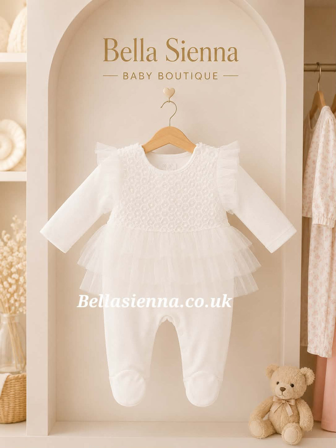 Sofija Ivory Cotton Tulle Babygrow - Sia
