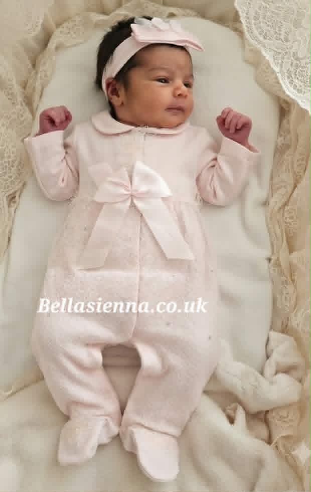 Sofija Pink Cotton Babygor & Matching Headband - Charlotte