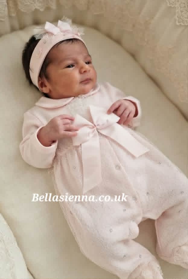 Sofija Pink Cotton Babygor & Matching Headband - Charlotte
