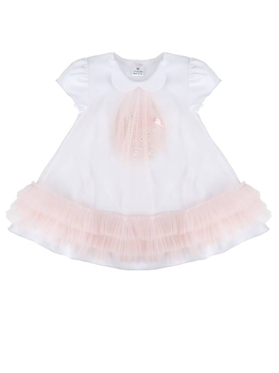 Sofia "Stelinka" Pink 100% Cotton & Tulle Dress - White & Pink
