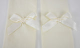 Girls Ivory Cotton Rich Bow Tights