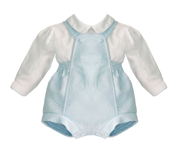 Pretty Originals Boys Blue & White Two Piece Romper Suit - MT02060