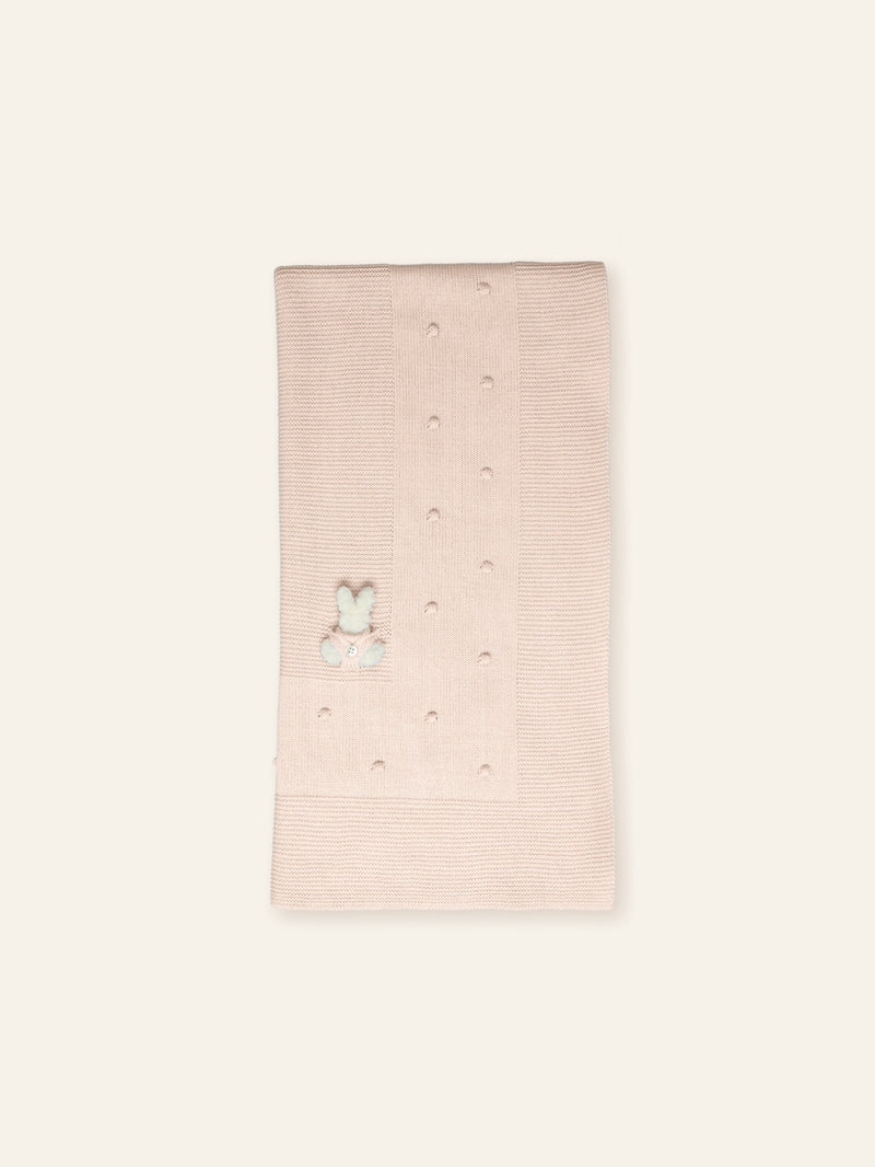 Mac ilusion Bunny Rabbit Knitted Shawl - Blanket - Nude Pink - T0116