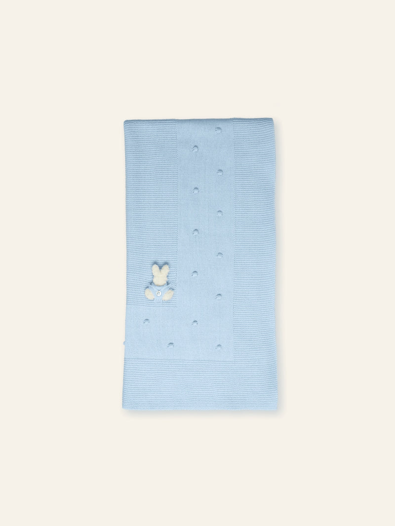 Mac ilusion Bunny Rabbit Knitted Shawl - Blanket - Nube - Blue - T0116