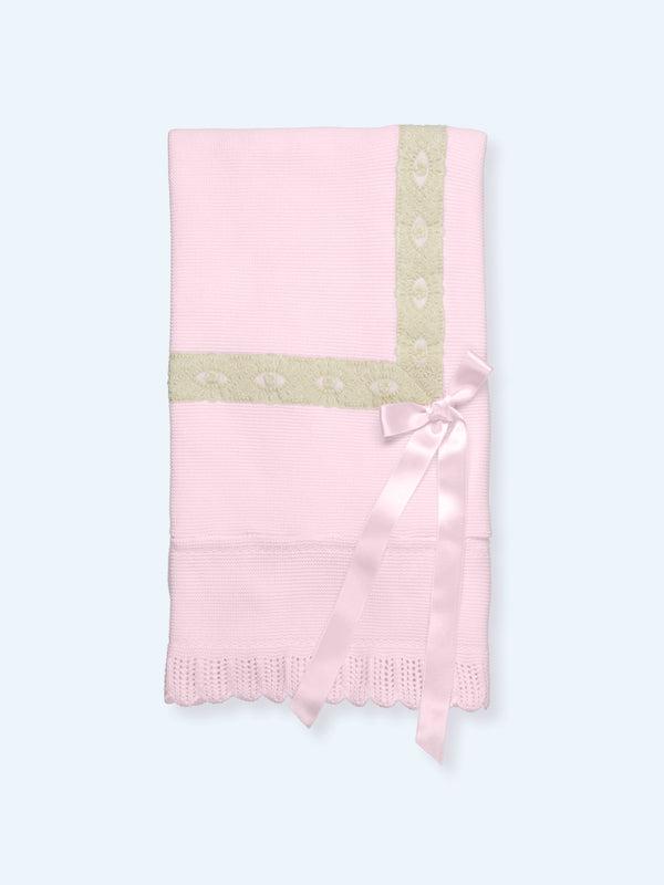 Mac Ilusion Knitted Shawl With Embroidered Tulle & Bow - T059 - Pink