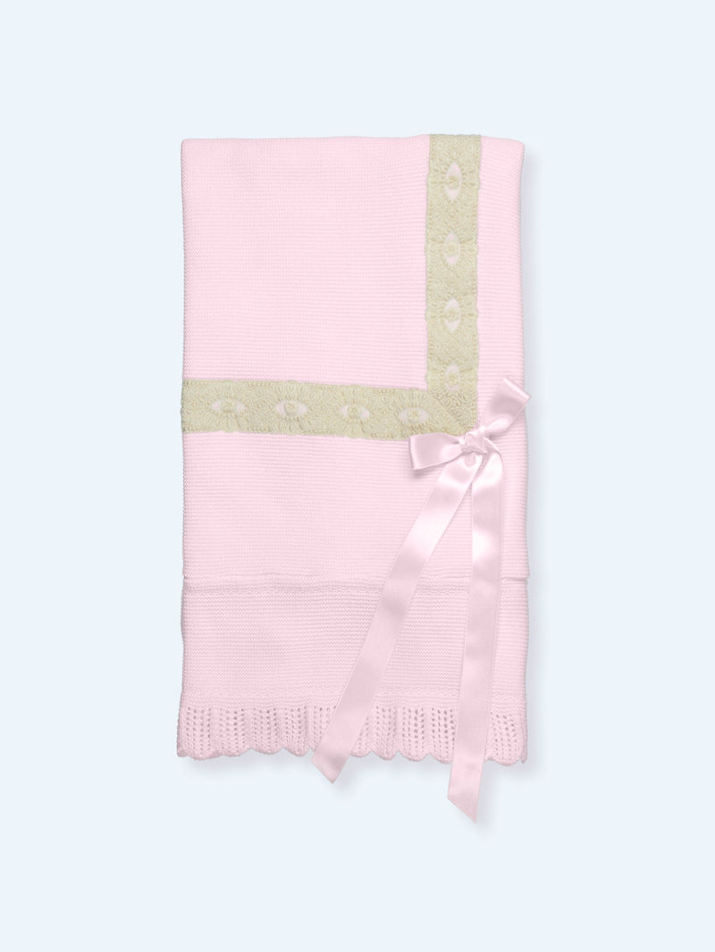 Mac Ilusion Knitted Shawl With Bow - T059 - Pink