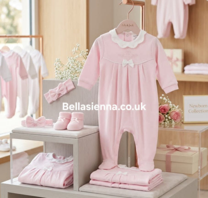 TUTTO PICCOLO Baby Girls Pink Logo Babygrow 1181