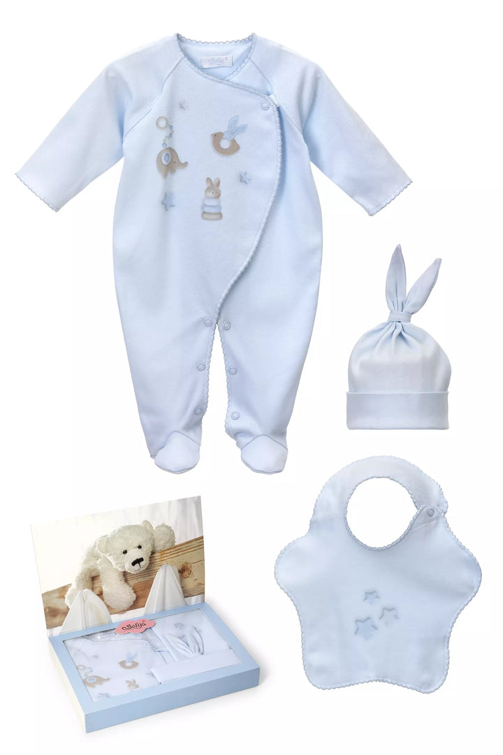 Sofija Baby Boys Blue& White Four Piece Hospital Set - Coming Home - Toys Design