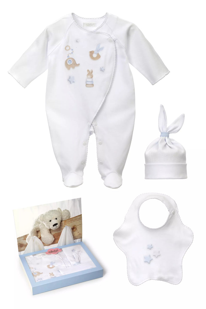 Sofija Baby Boys White & Blue Four Piece Hospital Set - Coming Home - Toys Design