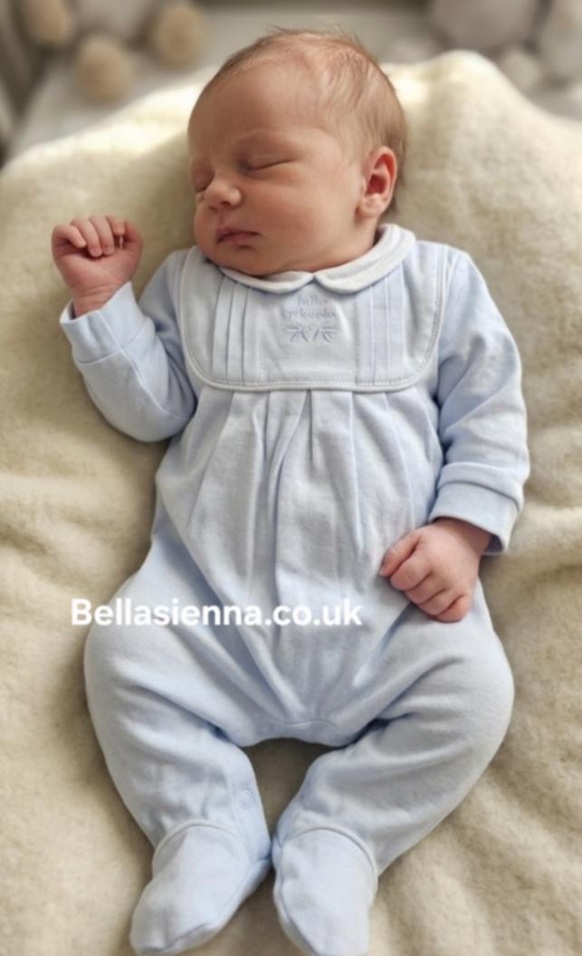 Tutto Piccolo Baby Grow Sky Blue And White 1081 - Premature Baby