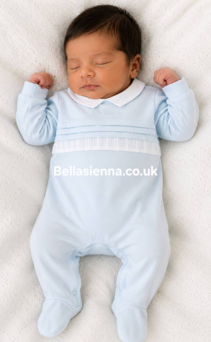 Tutto Piccolo Baby grow Sky Blue & White 1084