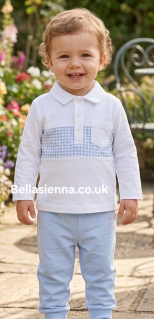 Tutto Piccolo Two Piece Tracksuit - Baby Blue & White  - 4590