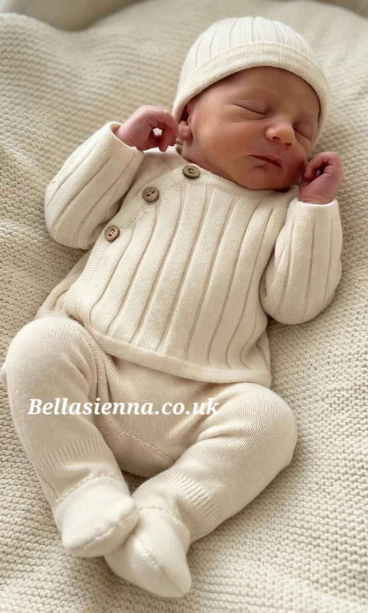 Unisex Baby Three Piece Knitted Outfit - 2511 - Ceramica - Cream
