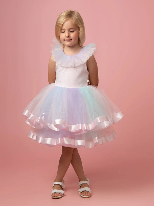 Caramelo Kids Rainbow Tulle Diamanté Party Dress - C0321147