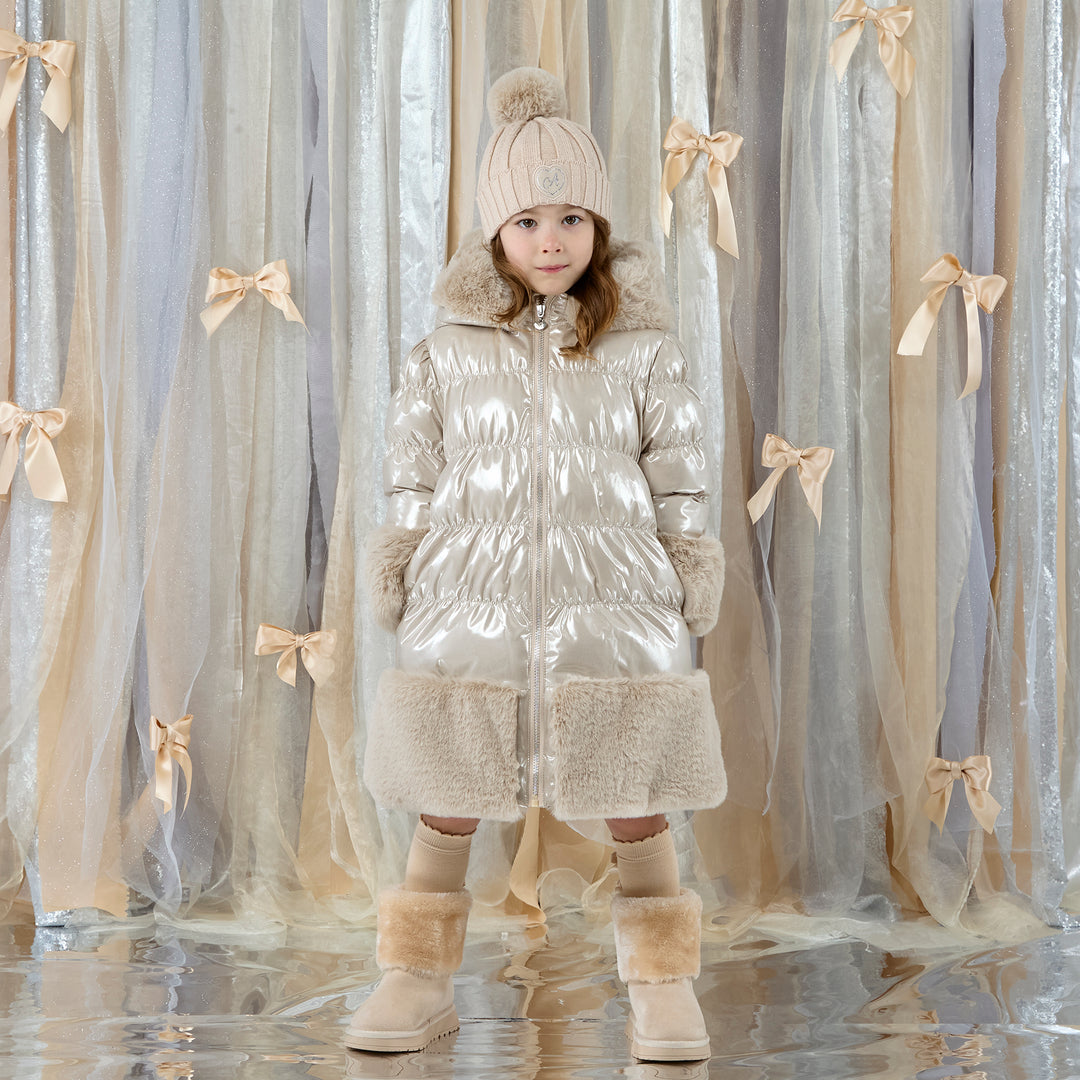 PRE-ORDER - A Dee "AURORA" Eau De Adee - Gold Long Fur Trim Coat - W262204