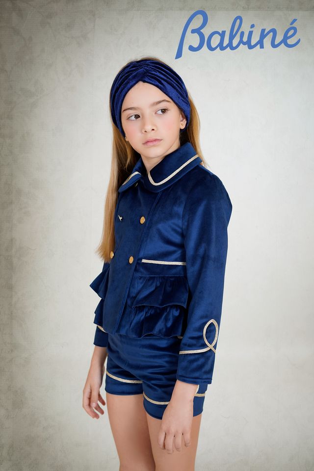Babine Navy & Gold Velvet Beret - 2612939