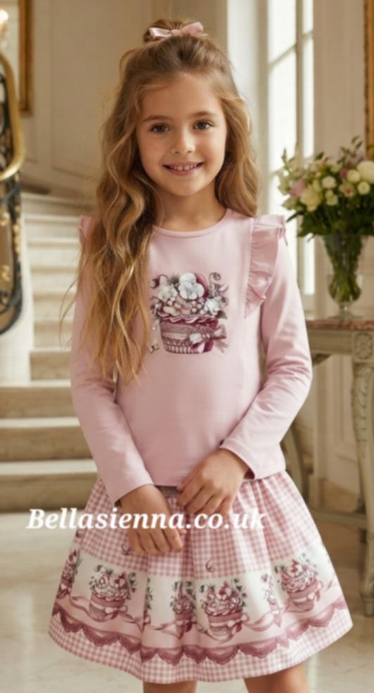 Giorgio Bambini Girls Pink "CUPCAKE" Long Sleeved Top & Skirt Set - YG-10