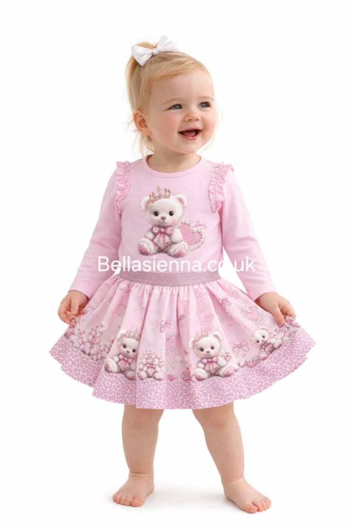 Giorgio Bambini Girls Pink "Teddy Bear" Long Sleeved Top & Skirt Set - YG-18
