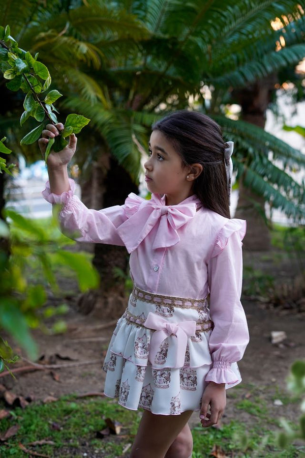 Babine Pink Carousel Skirt & Blouse Set - 2612019