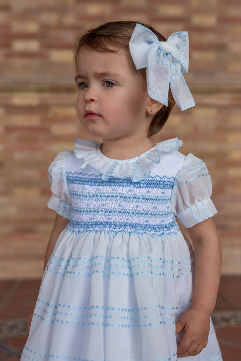 Naxos White & Blue Hair Bow- Lazo