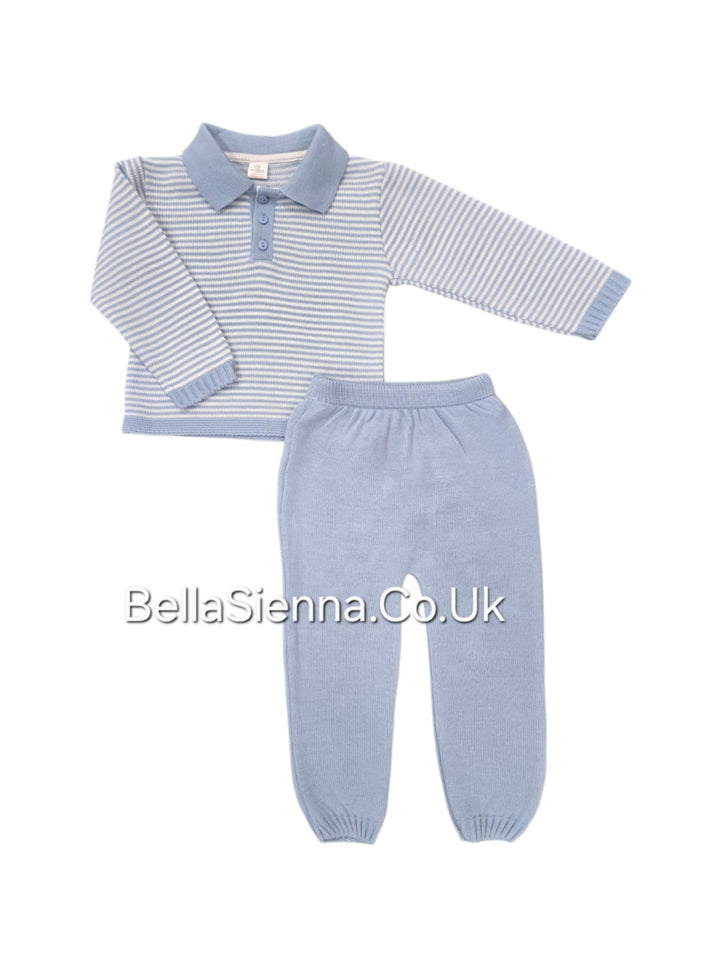 Boys Blue & White Knitted Tracksuit - C7519
