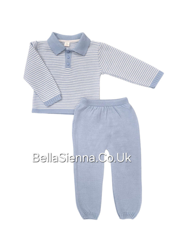 Boys Blue & White Knitted Tracksuit - C7519