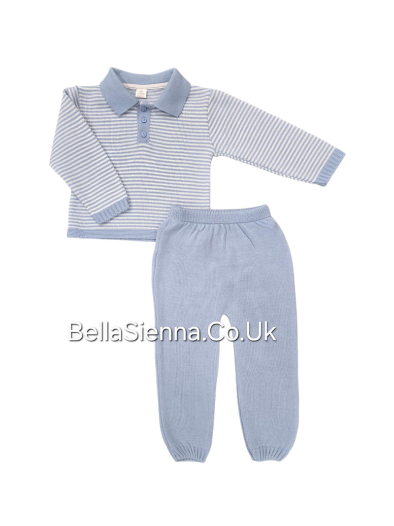 Boys Blue & White Knitted Tracksuit - C7519
