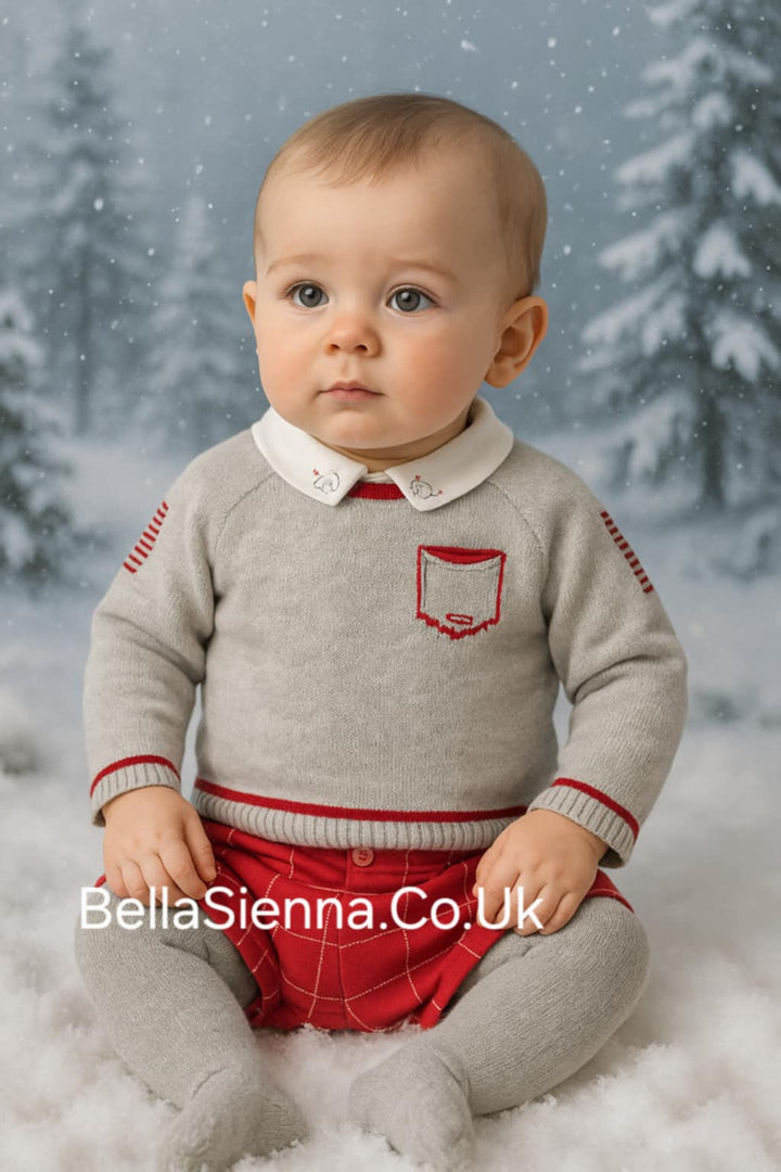 Mayoral Baby Boys Four Piece Set of tights, jumper, shorts and collared long sleeved vest top.2208