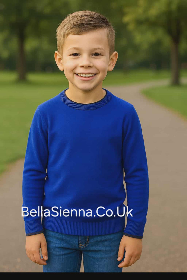 iDo Blue Smart Round Neck Jumper For Boys 3755