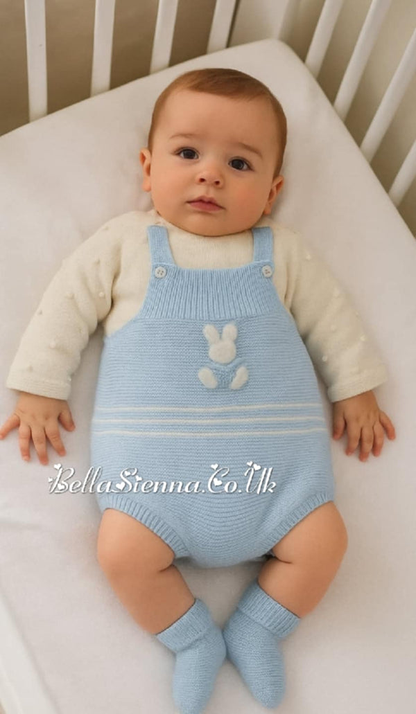 Mac ilusion Baby Boys Knitted Bunny Rabbit Jumper & Romper Set - Nube - 9855