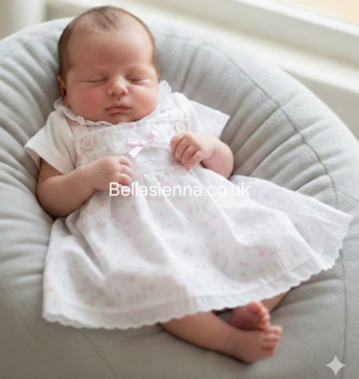 Coco Collection Girls  Syle Floral Romper Dress In Pink/White CCS5568