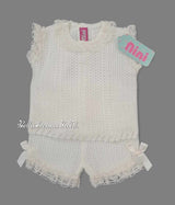 Nini Baby Girls Fine Open Knit Ivory Summer Set