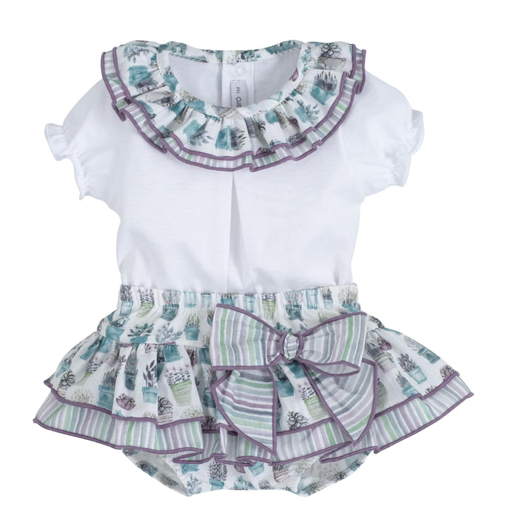 Calamaro Girls Two Piece Top & Frilly Jam Pants Skirt Set - 11160