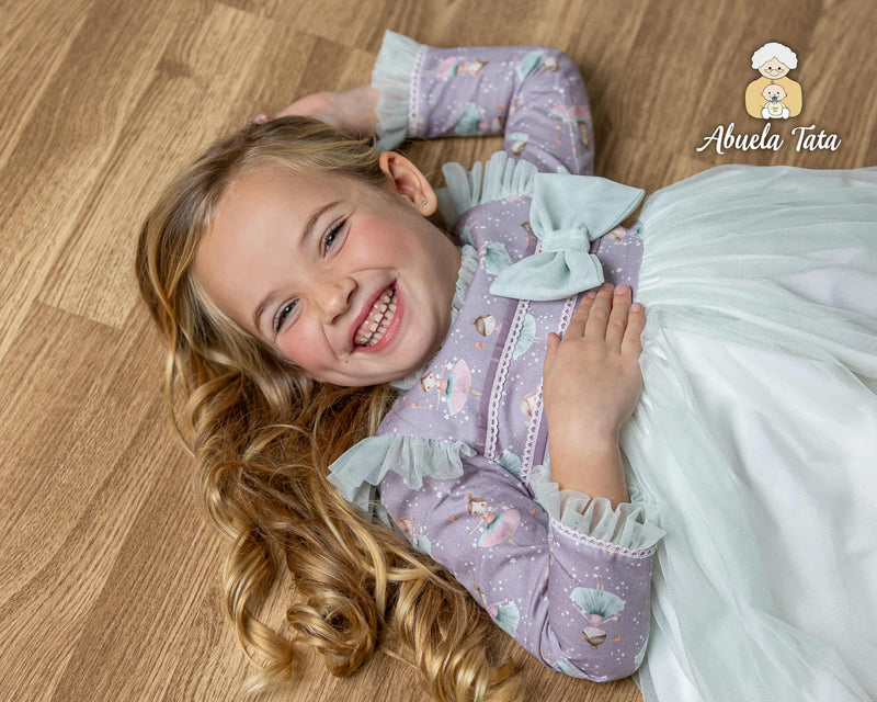 Abuela Tata Lilac & Green Tulle Ballerina Dress - 2599400